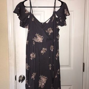 LIGHT GRAY/PURPLE PRINT DRESS